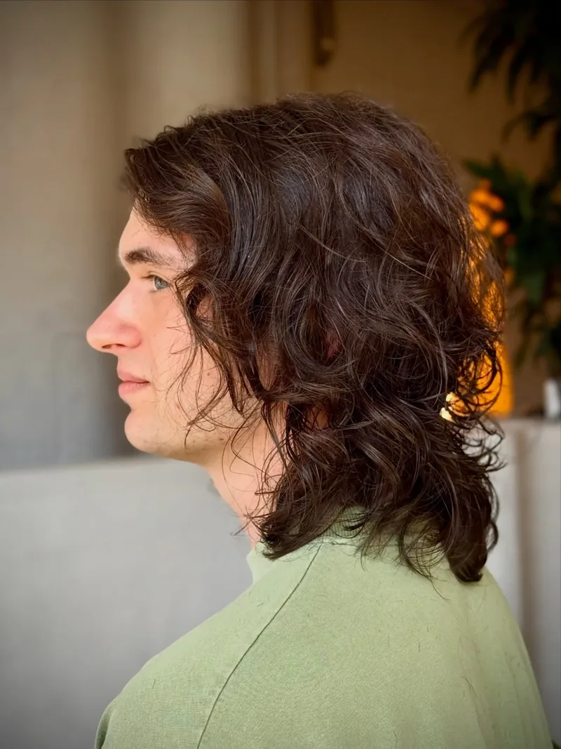 Tunsoare lungă cu bucle, profil